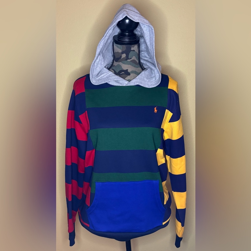 Polo Ralph Lauren Boys Youth Hoodie Sweatshirt Multicolor Stripe Large